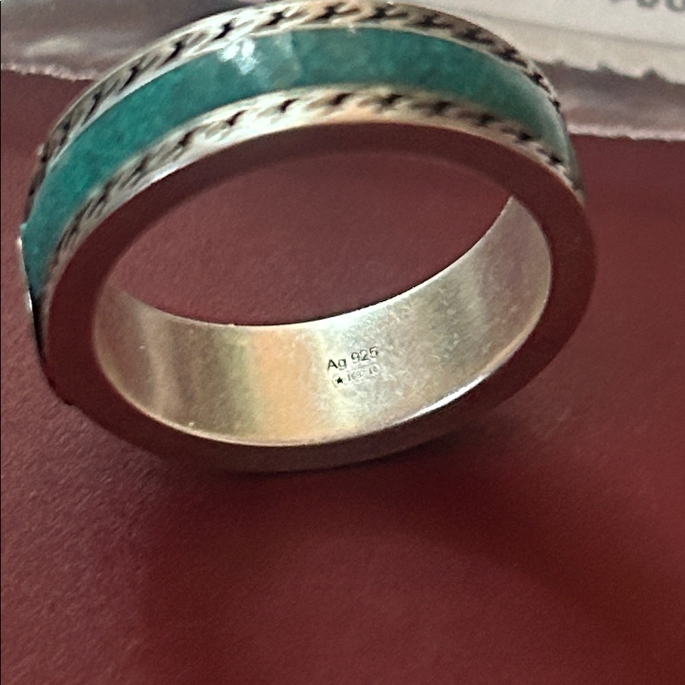 Gucci GG Sterling Silver Enamel Ring AG 925 Green Turquoise 645573 - Picture 5 of 16